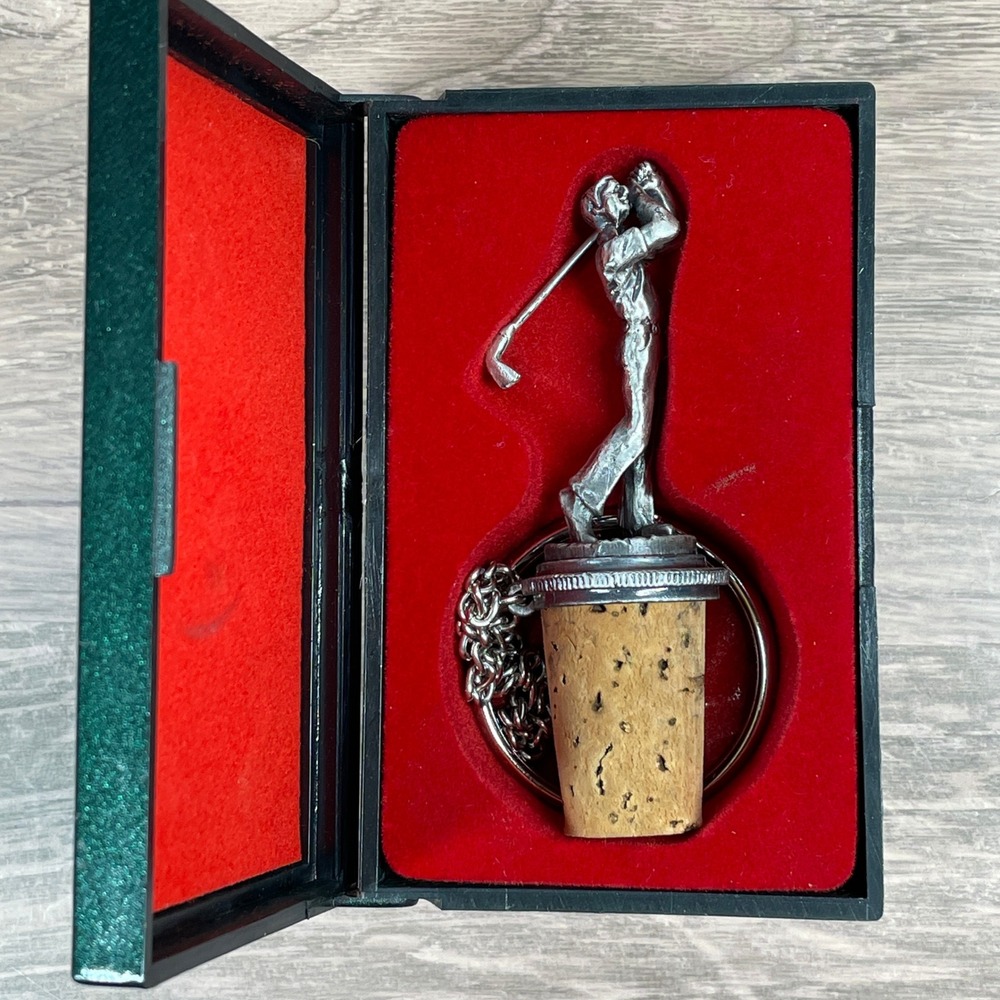 Golf Wine Bottle Stopper Boxed Gift Set Sports Barware Golf Theme Decor